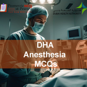 An Anesthesia specialist examining a patient in clinic and advertising DHA Anesthesia Prometric Licensing Exam MCQs