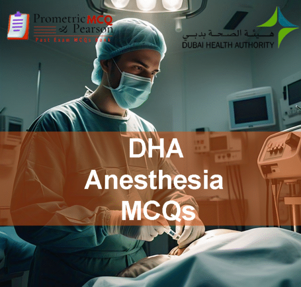 An Anesthesia specialist examining a patient in clinic and advertising DHA Anesthesia Prometric Licensing Exam MCQs
