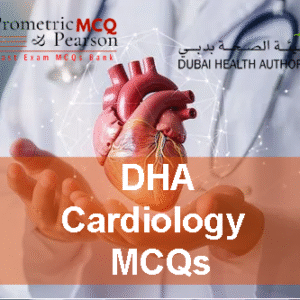 A cardiologist having a heart in his hands advertising DHA Cardiology Prometric Licensing Exam MCQs