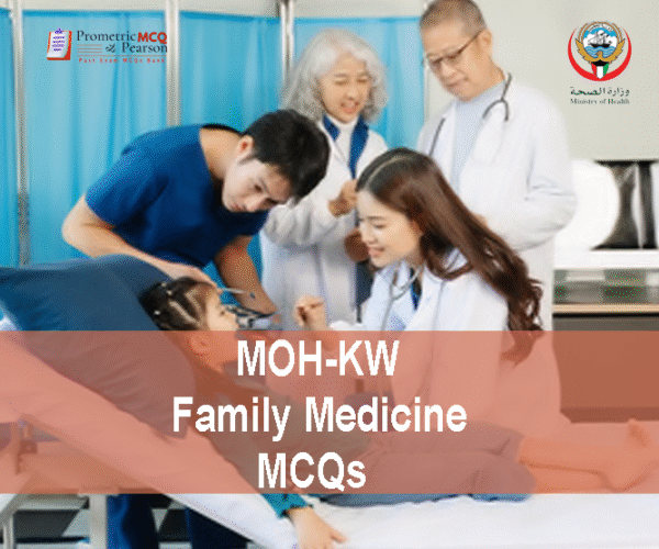 A Team Of Family Medicine Specialist Doctors Examining a baby patient in clinic and advertising MOH-KW Family Medicine Prometric Licensing Exam MCQs