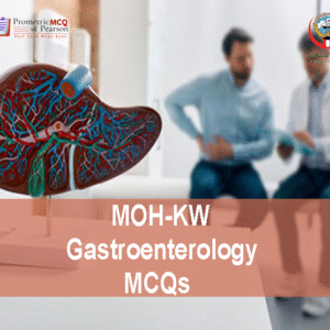 A Gastroenterologist examining a patient in clinic and advertising MOH-KW Gastroenterology Prometric Licensing Exam MCQs