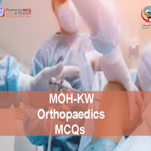 An Orthopedic specialist examining a patient in clinic and advertising MOH-KW Orthopaedics Prometric licensing Exam MCQs