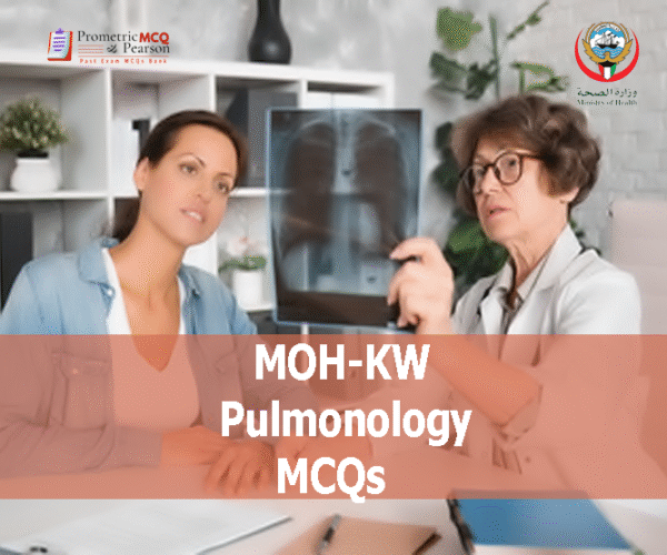 A Pulmonologist examining a patient in clinic and advertising MOH-KW Pulmonology MCQs