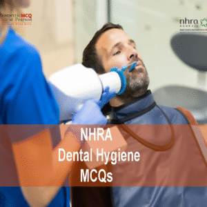 A dentist examining a patient in dental clinic and advertising NHRA Dental Hygiene MCQs