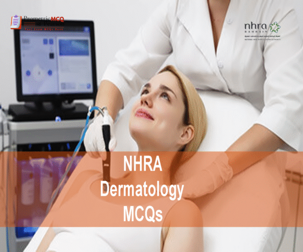 A dermatologist examining a patient in clinic and advertising NHRA Dermatology MCQs