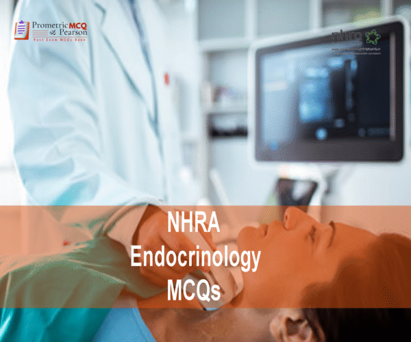 a doctor examining an old patient in clinic and advertising NHRA Endocrinology MCQs
