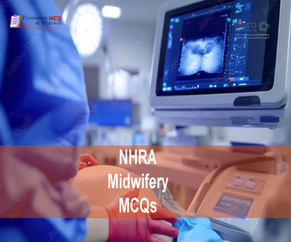 a pregnant woman in clinic advertising NHRA Midwifery MCQs