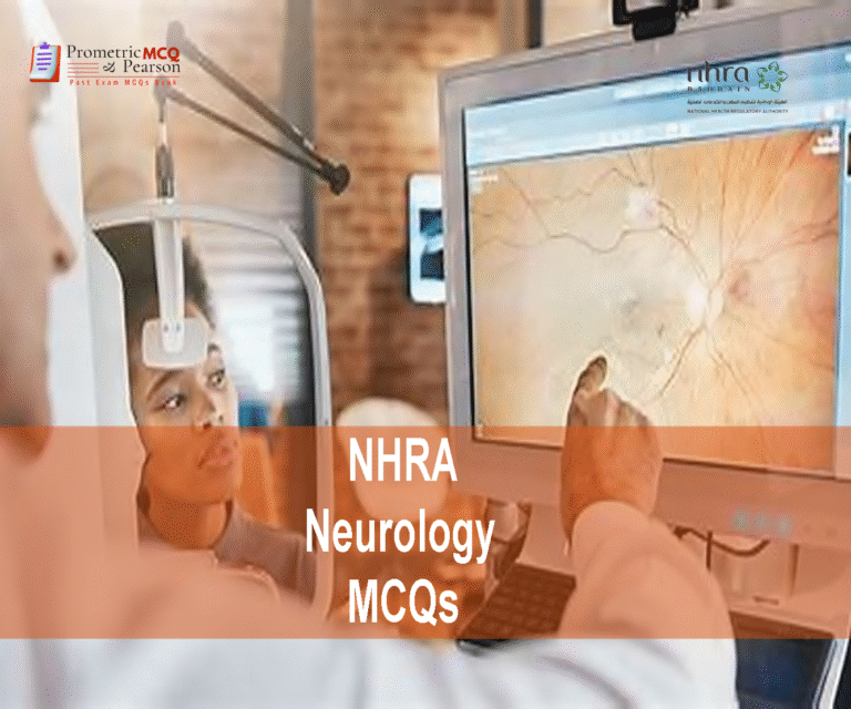 a Neurologist specialist doctor examining a patient in clinic and advertising NHRA Neurology MCQs