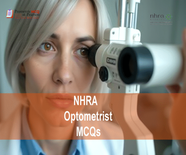 An Optometrist in clinic advertising NHRA Optometrist MCQs