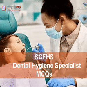 A Dental Hygiene specialist examining a baby patient in dental clinic and advertising SCFHS Dental Hygiene Specialist MCQs
