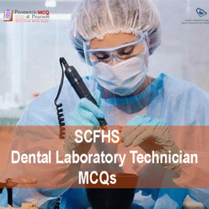 A Dental Lab Technician examining a patient in clinic and advertising SCFHS Dental Laboratory Technician MCQs