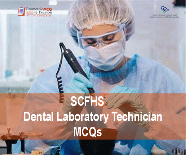 A Dental Lab Technician examining a patient in clinic and advertising SCFHS Dental Laboratory Technician MCQs