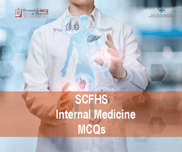 An Internal Medicine Specialist Doctor in clinic advertising SCFHS Internal Medicine MCQs