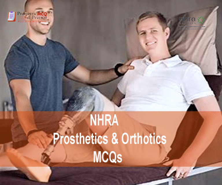 A medical professional examining a patient in clinic and advertising NHRA Prosthetics & Orthotics MCQs