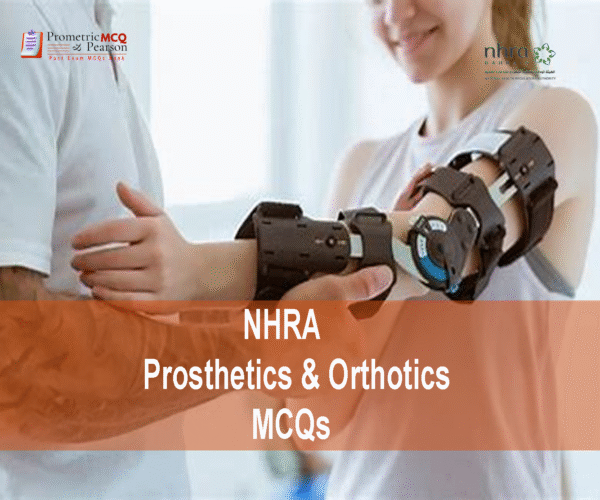 A medical professional examining a patient in clinic and advertising NHRA Prosthetics & Orthotics MCQs